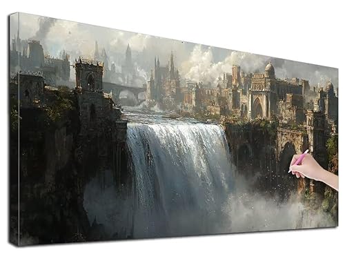 Diamond Painting Wasserfall, 80x180 cm Diamond Painting Erwachsene Groß XXL, 5D Diamant Painting Bilder Stadt für Erwachsene Anfänger, Weihnachtsdeko Mosaikherstellung Bastelset für Wanddeko, Z-35 von Feionnug