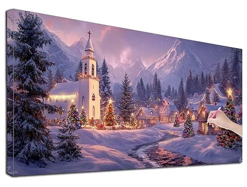 Diamond Painting Weihnachten, 110x50 cm Diamond Painting Erwachsene Groß XXL, 5D Diamant Painting Bilder Landschaft für Erwachsene, Weihnachtsdeko Mosaikherstellung Bastelset für Zimmer Wanddeko, R-27 von Feionnug
