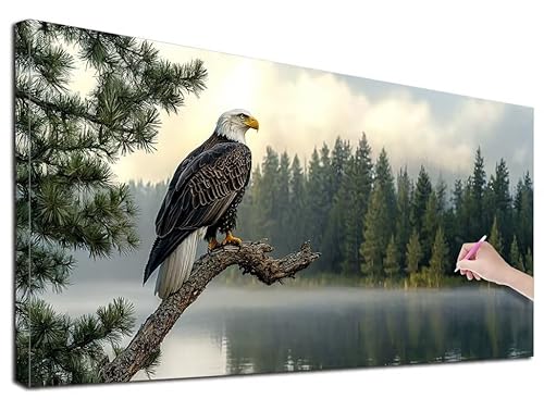 Diamond Painting XXL 110x50 cm Diamond Painting Adler für Erwachsene, DIY Eckige Vollbohrer Landschaft Diamond-Painting Set, Mosaikherstellung Bastelset Erwachsene, Diamant Malerei für Wanddeko, E-76 von Feionnug