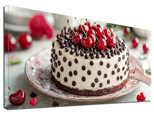 Diamond Painting XXL 110x50 cm Diamond Painting Kuchen für Erwachsene, DIY Eckige Vollbohrer Kirsche Diamond-Painting Set, Mosaikherstellung Bastelset Erwachsene, Diamant Malerei für Wanddeko, E-68 von Feionnug