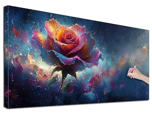 Diamond Painting XXL 110x50 cm Diamond Painting Rosen für Erwachsene, DIY Eckige Vollbohrer Fantasy Diamond-Painting Set, Mosaikherstellung Bastelset Erwachsene, Diamant Malerei für Wanddeko, E-70 von Feionnug