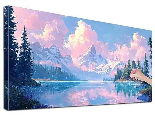 Diamond Painting XXL 140x60 cm Diamond Painting Landschaft für Erwachsene, DIY Eckige Vollbohrer See Diamond-Painting Set, Mosaikherstellung Bastelset Erwachsene, Diamant Malerei für Wanddeko, R-04 von Feionnug