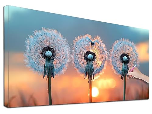 Diamond Painting XXL 140x60 cm Diamond Painting Löwenzahn für Erwachsene, DIY Eckige Vollbohrer Sonnenuntergang Diamond-Painting Set, Mosaikherstellung Bastelset, Diamant Malerei für Wanddeko R-06 von Feionnug