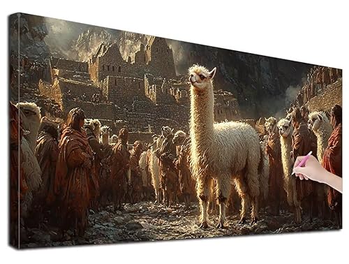Diamond Painting XXL 180x80 cm Diamond Painting Alpaka für Erwachsene, DIY Eckige Vollbohrer Retro Diamond-Painting Set, Mosaikherstellung Bastelset Erwachsene, Diamant Malerei für Wanddeko, R-18 von Feionnug