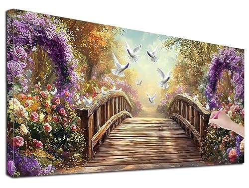 Diamond Painting XXL 180x80 cm Diamond Painting Brücke für Erwachsene, DIY Eckige Vollbohrer Kranz Diamond-Painting Set, Mosaikherstellung Bastelset Erwachsene, Diamant Malerei für Wanddeko, E-72 von Feionnug