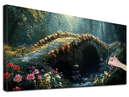 Diamond Painting XXL 180x80 cm Diamond Painting Brücke für Erwachsene, DIY Eckige Vollbohrer Landschaft Diamond-Painting Set, Mosaikherstellung Bastelset Erwachsene, Diamant Malerei für Wanddeko, E-88 von Feionnug