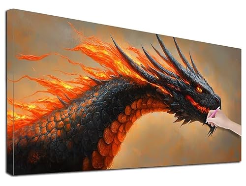 Diamond Painting XXL 180x80 cm Diamond Painting Drachen für Erwachsene, DIY Eckige Vollbohrer Horror Diamond-Painting Set, Mosaikherstellung Bastelset Erwachsene, Diamant Malerei für Wanddeko, E-82 von Feionnug