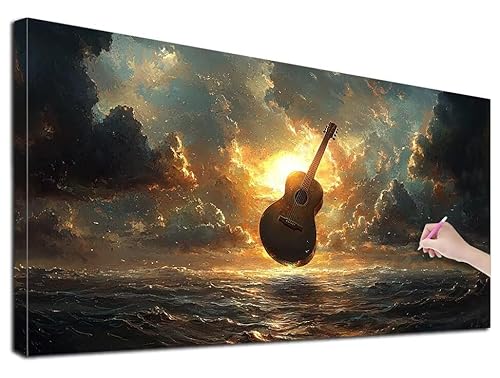 Diamond Painting XXL 180x80 cm Diamond Painting Gitarre für Erwachsene, DIY Eckige Vollbohrer Meer Diamond-Painting Set, Mosaikherstellung Bastelset Erwachsene, Diamant Malerei für Wanddeko, E-66 von Feionnug