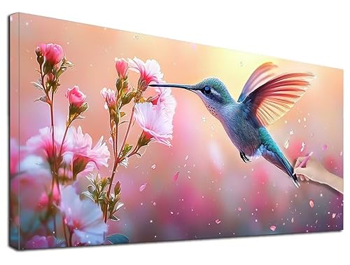 Diamond Painting XXL 180x80 cm Diamond Painting Kolibri für Erwachsene, DIY Eckige Vollbohrer Blumen Diamond-Painting Set, Mosaikherstellung Bastelset Erwachsene, Diamant Malerei für Wanddeko, E-86 von Feionnug
