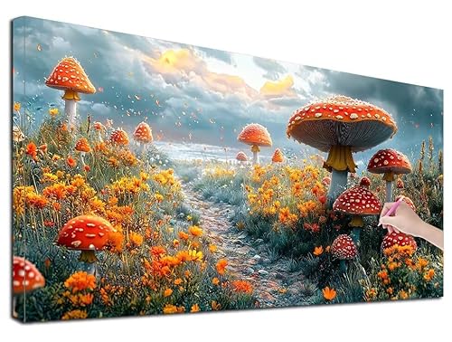 Diamond Painting XXL 40x90 cm Diamond Painting Pilz für Erwachsene, DIY Eckige Vollbohrer Landschaft Diamond-Painting Set, Mosaikherstellung Bastelset Erwachsene, Diamant Malerei für Wanddeko, Z-64 von Feionnug