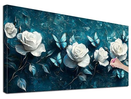 Diamond Painting XXL 40x90 cm Diamond Painting Rosen für Erwachsene, DIY Eckige Vollbohrer Abstrakt Diamond-Painting Set, Mosaikherstellung Bastelset Erwachsene, Diamant Malerei für Wanddeko, Z-62 von Feionnug