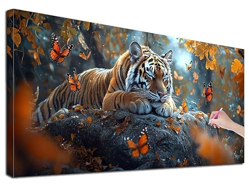 Diamond Painting XXL 40x90 cm Diamond Painting Tiger für Erwachsene, DIY Eckige Vollbohrer Herbst Diamond-Painting Set, Mosaikherstellung Bastelset Erwachsene, Diamant Kunst Malerei für Wanddeko, G-20 Diamond Painting XXL 40x90 cm Diamond Painting Tiger für Erwachsene, DIY Eckige Vollbohrer Herbst Diamond-Painting Set, Mosaikherstellung Bastelset Erwachsene, Diamant Kunst Malerei für Wanddeko, G-20 von Feionnug