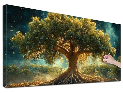 Diamond Painting XXL 50x110 cm Diamond Painting Baum für Erwachsene, DIY Eckige Vollbohrer Landschaft Diamond-Painting Set, Mosaikherstellung Bastelset Erwachsene, Diamant Malerei für Wanddeko, Z-70 von Feionnug