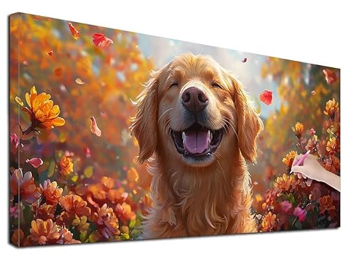 Diamond Painting XXL 50x110 cm Diamond Painting Hund für Erwachsene, DIY Eckige Vollbohrer Tiere Diamond-Painting Set, Mosaikherstellung Bastelset Erwachsene, Diamant Kunst Malerei für Wanddeko, Z-60 von Feionnug