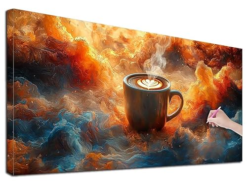 Diamond Painting XXL 50x110 cm Diamond Painting Kaffee für Erwachsene, DIY Eckige Vollbohrer Abstrakt Diamond-Painting Set, Mosaikherstellung Bastelset Erwachsene, Diamant Malerei für Wanddeko, Z-54 von Feionnug