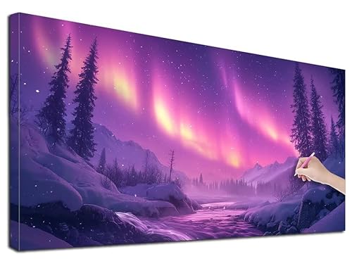 Diamond Painting XXL 50x110 cm Diamond Painting Lila für Erwachsene, DIY Eckige Vollbohrer Aurora Diamond-Painting Set, Mosaikherstellung Bastelset Erwachsene, Diamant Kunst Malerei für Wanddeko, Z-88 von Feionnug