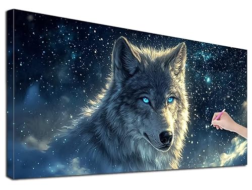 Diamond Painting XXL 50x110 cm Diamond Painting Wolf für Erwachsene, DIY Eckige Vollbohrer Tiere Diamond-Painting Set, Mosaikherstellung Bastelset Erwachsene, Diamant Kunst Malerei für Wanddeko, F-94 Diamond Painting XXL 50x110 cm Diamond Painting Wolf für Erwachsene, DIY Eckige Vollbohrer Tiere Diamond-Painting Set, Mosaikherstellung Bastelset Erwachsene, Diamant Kunst Malerei für Wanddeko, F-94 von Feionnug