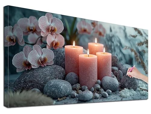 Diamond Painting XXL 50x110 cm Diamond Painting Zen für Erwachsene, DIY Eckige Vollbohrer Orchidee Diamond-Painting Set, Mosaikherstellung Bastelset Erwachsene, Diamant Malerei für Wanddeko, Z-92 von Feionnug