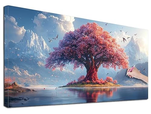 Diamond Painting XXL 60x140 cm Diamond Painting Baum für Erwachsene, DIY Eckige Vollbohrer Landschaft Diamond-Painting Set, Mosaikherstellung Bastelset Erwachsene, Diamant Malerei für Wanddeko, Z-96 von Feionnug