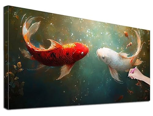 Diamond Painting XXL 60x140 cm Diamond Painting Koi für Erwachsene, DIY Eckige Vollbohrer Tiere Diamond-Painting Set, Mosaikherstellung Bastelset Erwachsene, Diamant Kunst Malerei für Wanddeko, Z-56 von Feionnug