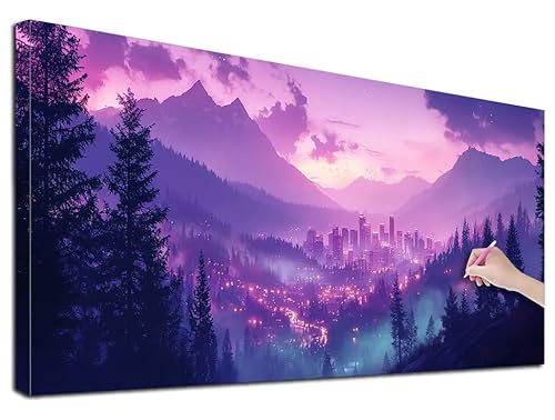 Diamond Painting XXL 60x140 cm Diamond Painting Landschaft für Erwachsene, DIY Eckige Vollbohrer Lila Diamond-Painting Set, Mosaikherstellung Bastelset Erwachsene, Diamant Malerei für Wanddeko, F-84 Diamond Painting XXL 60x140 cm Diamond Painting Landschaft für Erwachsene, DIY Eckige Vollbohrer Lila Diamond-Painting Set, Mosaikherstellung Bastelset Erwachsene, Diamant Malerei für Wanddeko, F-84 von Feionnug