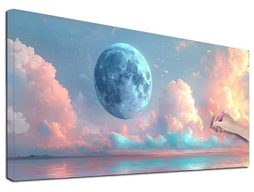 Diamond Painting XXL 60x140 cm Diamond Painting Mond für Erwachsene, DIY Eckige Vollbohrer Meer Diamond-Painting Set, Mosaikherstellung Bastelset Erwachsene, Diamant Kunst Malerei für Wanddeko, G-48 Diamond Painting XXL 60x140 cm Diamond Painting Mond für Erwachsene, DIY Eckige Vollbohrer Meer Diamond-Painting Set, Mosaikherstellung Bastelset Erwachsene, Diamant Kunst Malerei für Wanddeko, G-48 von Feionnug