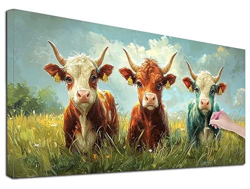 Diamond Painting XXL 60x140 cm Diamond Painting Ochse für Erwachsene, DIY Eckige Vollbohrer Tiere Diamond-Painting Set, Mosaikherstellung Bastelset Erwachsene, Diamant Kunst Malerei für Wanddeko, Z-42 von Feionnug