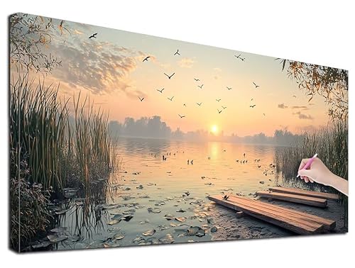 Diamond Painting XXL 60x140 cm Diamond Painting Pier für Erwachsene, DIY Eckige Vollbohrer Landschaft Diamond-Painting Set, Mosaikherstellung Bastelset Erwachsene, Diamant Malerei für Wanddeko, Z-82 von Feionnug