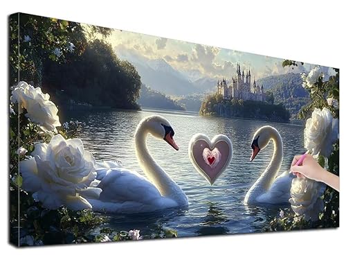 Diamond Painting XXL 60x140 cm Diamond Painting Schwan für Erwachsene, DIY Eckige Vollbohrer Schloss Diamond-Painting Set, Mosaikherstellung Bastelset Erwachsene, Diamant Malerei für Wanddeko, G-26 Diamond Painting XXL 60x140 cm Diamond Painting Schwan für Erwachsene, DIY Eckige Vollbohrer Schloss Diamond-Painting Set, Mosaikherstellung Bastelset Erwachsene, Diamant Malerei für Wanddeko, G-26 von Feionnug