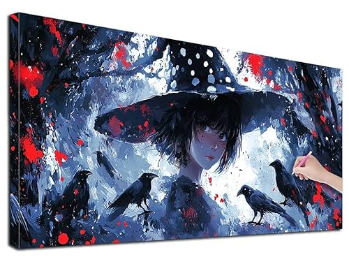 Diamond Painting XXL 80x180 cm Diamond Painting Halloween für Erwachsene, DIY Eckige Vollbohrer Hexe Diamond-Painting Set, Mosaikherstellung Bastelset Erwachsene, Diamant Malerei für Wanddeko, Z-78 von Feionnug