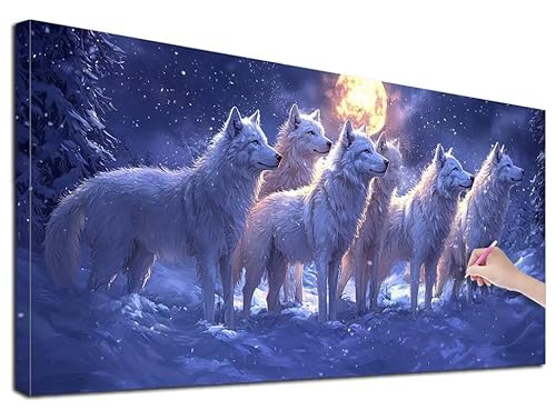 Diamond Painting XXL 80x180 cm Diamond Painting Wolf für Erwachsene, DIY Eckige Vollbohrer Mond Diamond-Painting Set, Mosaikherstellung Bastelset Erwachsene, Diamant Kunst Malerei für Wanddeko, G-30 Diamond Painting XXL 80x180 cm Diamond Painting Wolf für Erwachsene, DIY Eckige Vollbohrer Mond Diamond-Painting Set, Mosaikherstellung Bastelset Erwachsene, Diamant Kunst Malerei für Wanddeko, G-30 von Feionnug