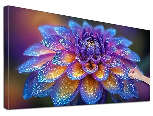Diamond Painting XXL 90x40 cm Diamond Painting Blumen für Erwachsene, DIY Eckige Vollbohrer Fantasy Diamond-Painting Set, Mosaikherstellung Bastelset Erwachsene, Diamant Malerei für Wanddeko, R-22 von Feionnug