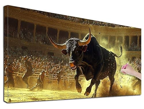 Diamond Painting XXL 90x40 cm Diamond Painting Büffel für Erwachsene, DIY Eckige Vollbohrer Sport Diamond-Painting Set, Mosaikherstellung Bastelset Erwachsene, Diamant Kunst Malerei für Wanddeko, E-84 von Feionnug