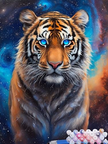 Malen Nach Zahlen Tiger, DIY Malen nach Zahlen für Erwachsene Bastelset, Acrylfarben Kunst Inklusive Pinsel, Tier Paint by Numbers für Deko Wohnzimmer Aesthetic Geschenke für Frauen 40x50cm U-2 von Feionnug