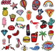 32Pcs Hippie Iron on Vintage Patches,Bestickte Aufnäher Leuchtende Farben,Niedliches Cartoon Muster,Bügelflicken Kinder,Bügelpatches Kleidung Für Rucksack, Jacke, Jeans, Hemd & DIY Crafts von Feirdhoo