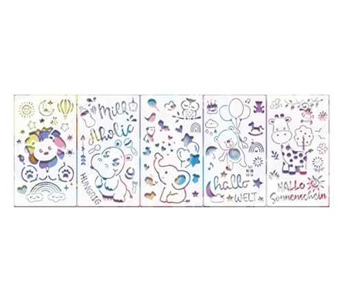 Feirdhoo 15 Stück Schablonen Kinder Malen, Wiederverwendbar Schablonen Textilgestaltung, Malschablonen für Scrapbooking Fotoalbum, DIY Geschenkkarten, Geschenke Kinder 18x10cm von Feirdhoo