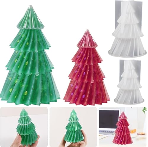 Kerzenform Weihnachten,2 Stück Weihnachtsbaum Kerzenform,Silikonformen Gießformen Weihnachten,3D Kerzengießform für DIY Duftkerze Weihnachten Handwerk Ornamente von Feirdhoo