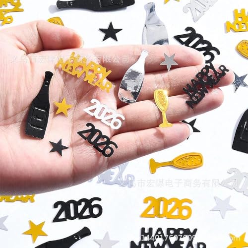 Konfetti Gold Schwarz, 1000 Stück Happy New Year 2026 Deko, Tischdekoration, Partydekoration, Neujahr Partygeschenke Dekorationen Konfetti Gold Schwarz, 1000 Stück Happy New Year 2026 Deko, Tischdekoration, Partydekoration, Neujahr Partygeschenke Dekorationen von Feirdhoo