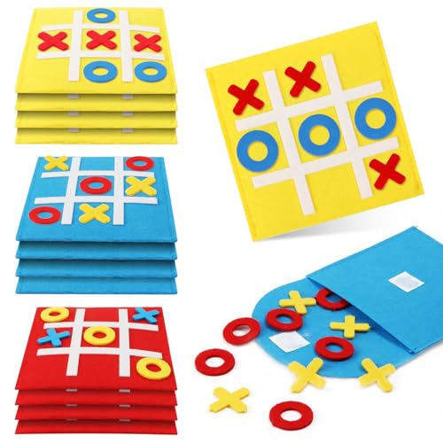Tic Tac Toe Spiel,12 Stück Bunt Filz Tic Tac Spiel Interessant Tik Tak Toe Filz Brettspiel Kindergeburtstag Gastgeschenke Tictactoe Kleinigkeiten für Schule und Partys Familie Eltern Kind Interaktives von Feirdhoo