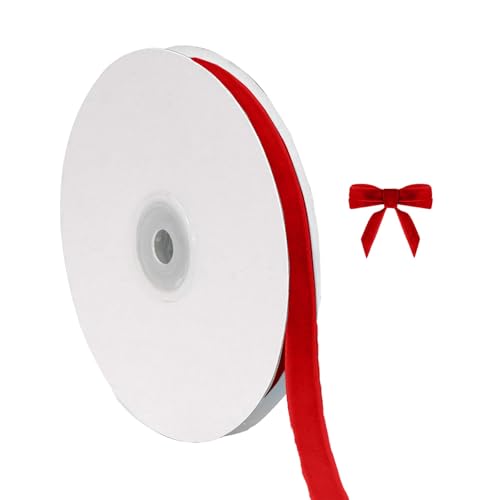 Accessoires Weihnachtliches Samtband zum Verpacken von Christbaumschmuck, 3/8 Zoll breit, insgesamt 10 Yards dünner Stoff für Hochzeitseinladungen (J, 914x1cm) von Feizikaw