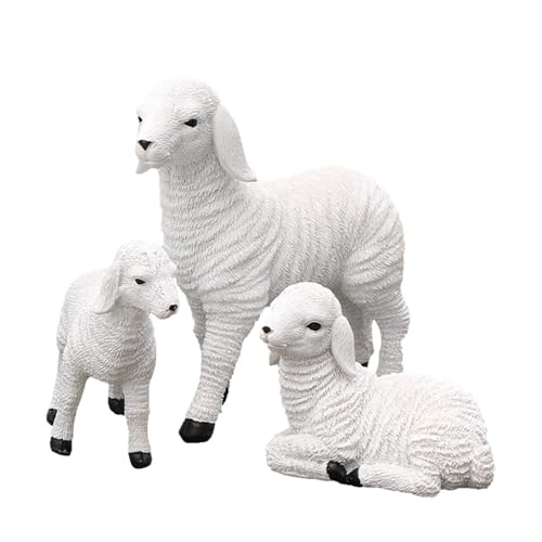 Deko Wohnzimmer Harz Figur Lamm Dekoration Garten Lamm Baby Schaf (C, 17x10x25cm) von Feizikaw