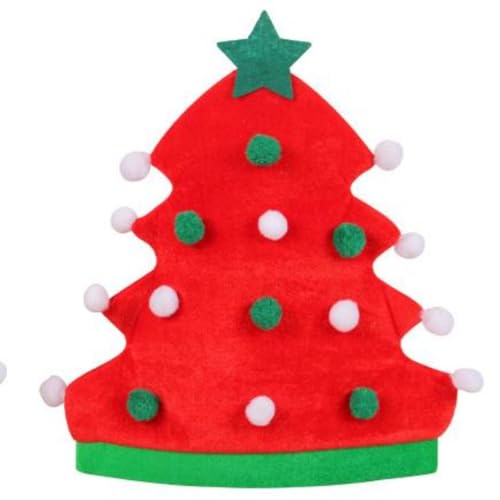 Feizikaw Accessoires Grüne Weihnachtsbaummütze, lustige Weihnachtsmütze, originelle Weihnachtsmannmütze, verrückte Hüte, Weihnachtsparty-Hut, Verkleidungsfeiern (Red, 36x30x30) von Feizikaw