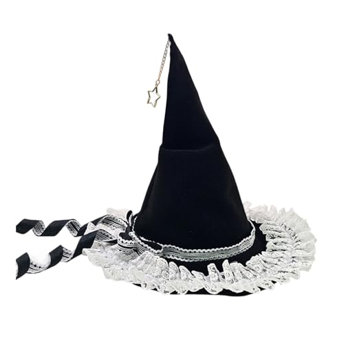 Feizikaw Accessoires Hexenhut für Halloween-Partydekorationen, Kostümzubehör, Hexerei-Themenveranstaltungen, Cosplay und Foto-Requisiten (B, 45x37.5cm) von Feizikaw
