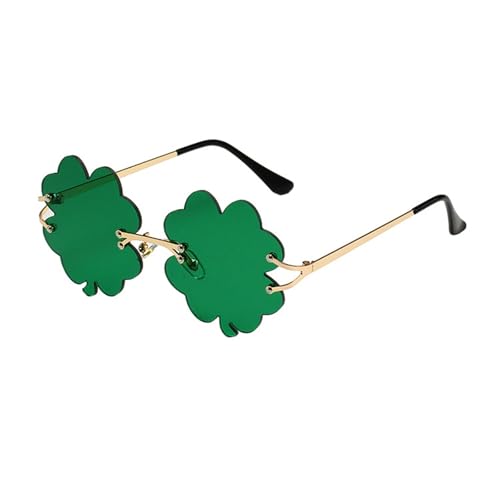 Feizikaw Accessoires St. Patrick's Day Irische Brille Grüne Sonnenbrille Vierblättrige Sonnenbrille (A, 15x14x5cm) von Feizikaw