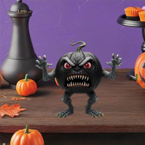 Feizikaw Halloween Holzfiguren Halloween Dekorationen Mutant Kürbis Statue Harz Desktop Ornament Für Wohnzimmer Hause (D, 10cm) von Feizikaw