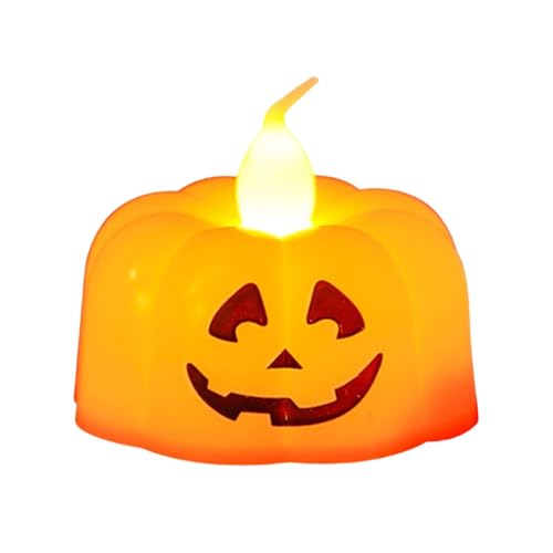 Feizikaw Halloween Holzfiguren Halloween-Kerzendekorationen für die Barszene, leuchtendes Tischdisplay, perfekt für eine Halloween-Party** (Orange, 4.8x4.3cm) von Feizikaw