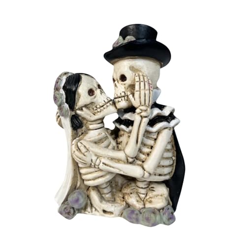 Feizikaw Halloween Kantenhocker Skelett Dekor Harz Halloween Dekorationen Indoor Urlaub Thema Dekorative Ornamente Für Häuser/Hotel Halloween Tisch Deco (White, 长9×6×13) von Feizikaw