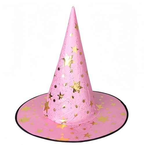 Feizikaw Hochzeit Accessoires Halloween-Hexenhut für Erwachsene und Kinder, klassische schwarze spitze Partyhüte mit Stern, Kostümzubehör für Damen und Herren, Halloween-Party (38x36cm) von Feizikaw