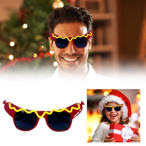 Feizikaw Hochzeit Party Zubehör Weihnachten Erwachsene Party Brille Weihnachtsdekoration Foto Requisiten Brillengestell (B, 26x16) von Feizikaw