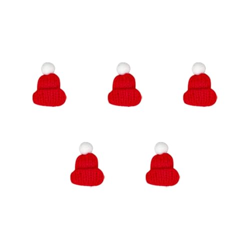 Feizikaw Party Accessoires Weihnachtsmütze, Mini-Schal, rot und grün, Weihnachtsfarbe, Ankleide-Anhänger, Finger, Wolle, dekorative Mütze (5 Stück) (A, 5x3cm) von Feizikaw